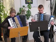 Hudobný sprievod žiakov ZUŠ L. Stančeka v Prievidzi na vernisáži